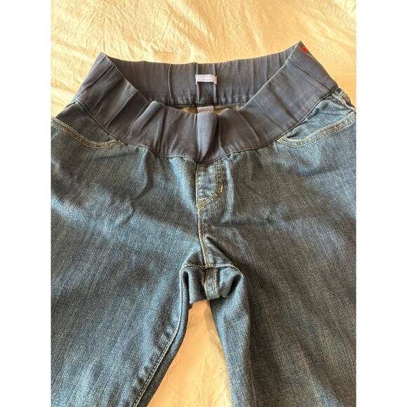 Gap Maternity Long & Lean jeans Size 10 Dark Wash Denim Elastic Waist - Picture 2 of 4